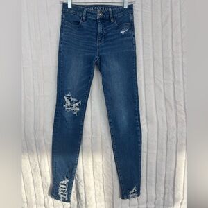 American Eagle Outfitters Distressed Blue Skinny Jeans
